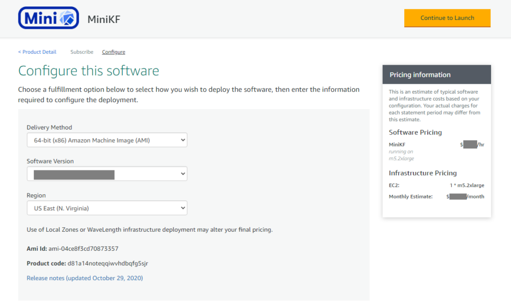 Configure MiniKF on the AWS Marketplace