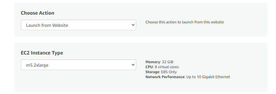 MiniKF on AWS - Select Instance Type