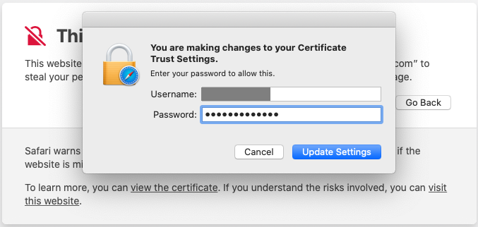 Safari on macOS - update security settings